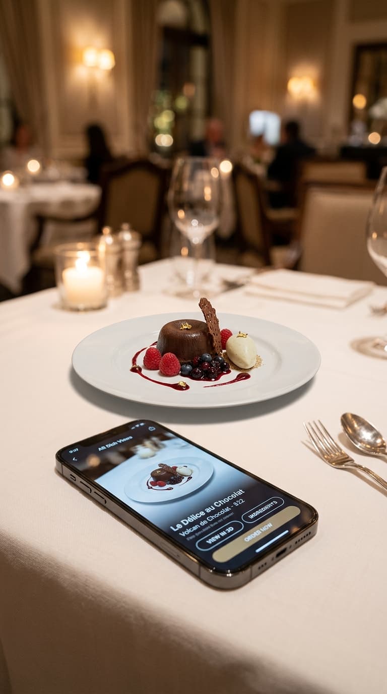 Augmented reality dish preview on a mobile screen