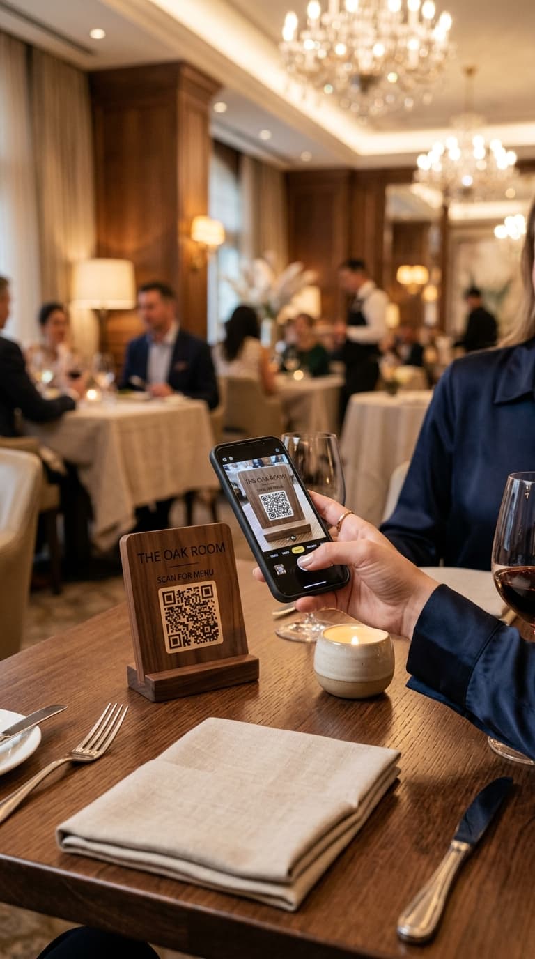 QR code menu experience on a mobile device