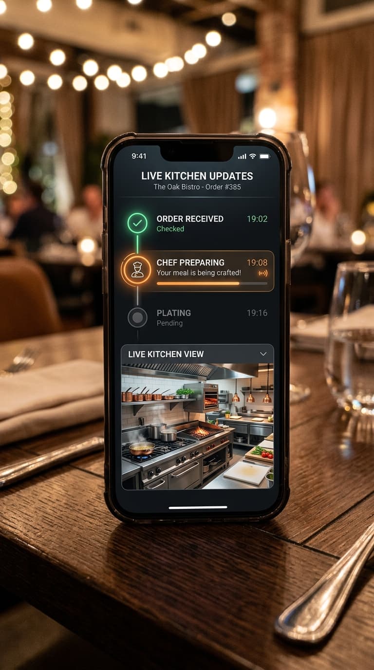 Real-time kitchen updates and availability status